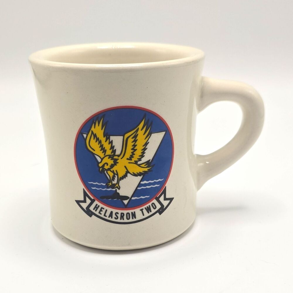 Vintage US Navy HS-2 Golden Falcons Mug HELASRON TWO SLUF A-7 Corsair Wings Heav